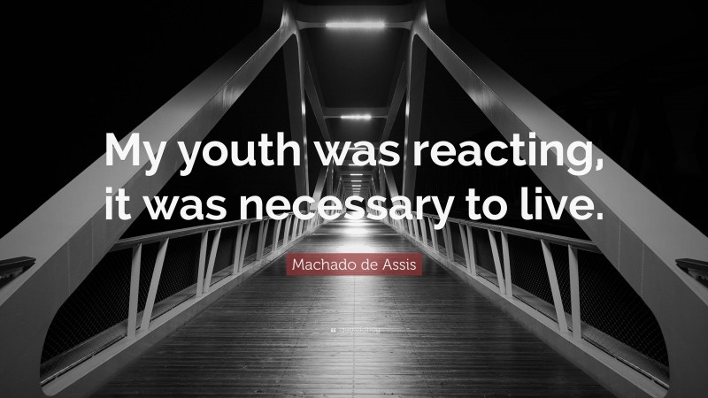 Machado de Assis Quote: “My youth was reacting, it was necessary to live.”