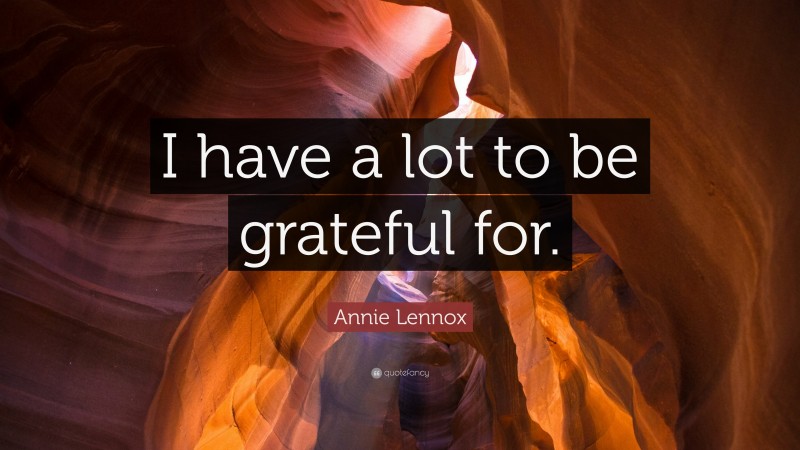 Annie Lennox Quote: “I have a lot to be grateful for.”