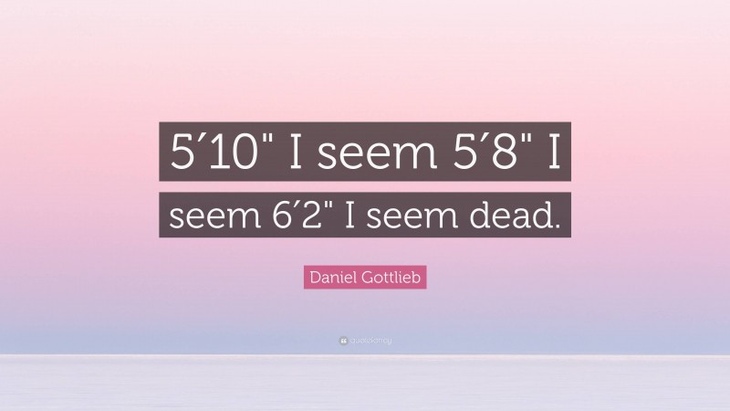 Daniel Gottlieb Quote: “5′10" I seem 5′8" I seem 6′2" I seem dead.”