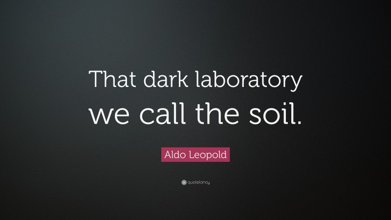 Aldo Leopold Quote: “That dark laboratory we call the soil.”