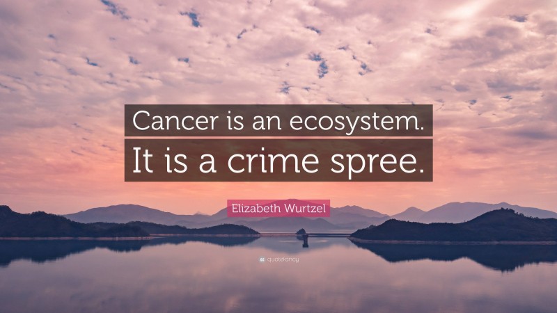 Elizabeth Wurtzel Quote: “Cancer is an ecosystem. It is a crime spree.”