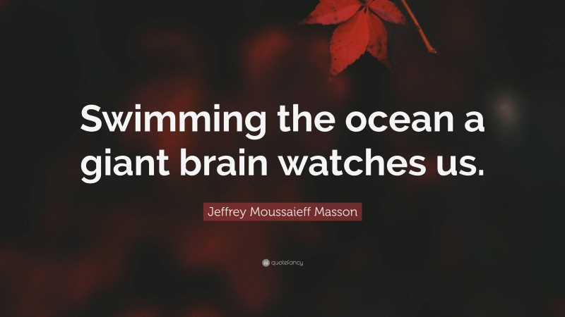 Jeffrey Moussaieff Masson Quote: “Swimming the ocean a giant brain watches us.”