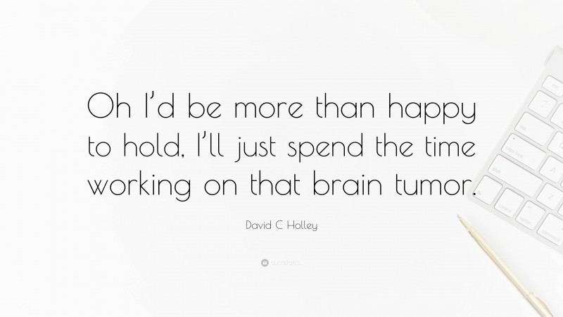 David C Holley Quote: “Oh I’d be more than happy to hold, I’ll just spend the time working on that brain tumor.”