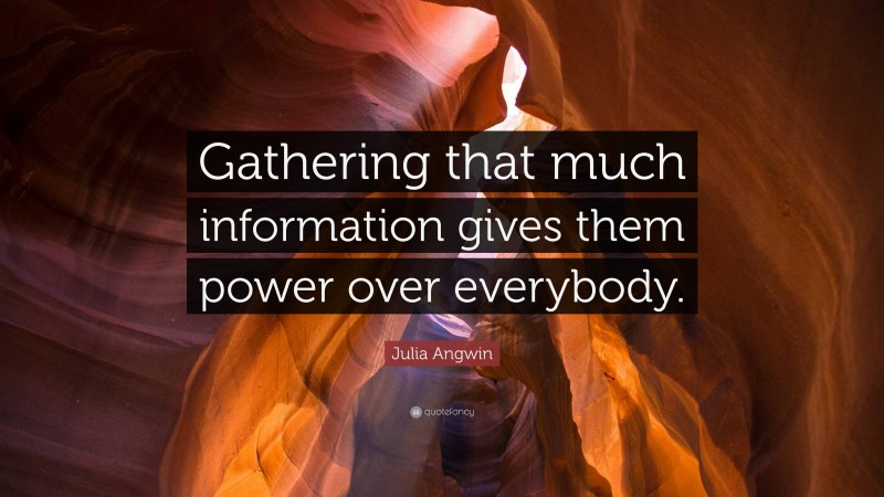 Julia Angwin Quote: “Gathering that much information gives them power over everybody.”