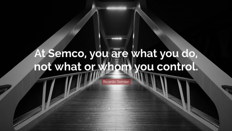 Ricardo Semler Quote: “At Semco, you are what you do, not what or whom you control.”