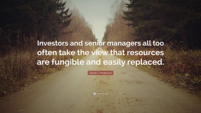 David J. Anderson Quote: “Investors and senior managers all too often take the view that resources are fungible and easily replaced.”