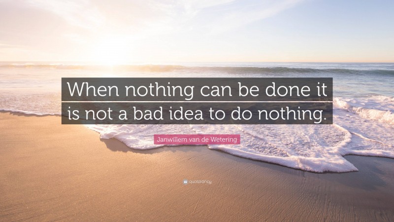 Janwillem van de Wetering Quote: “When nothing can be done it is not a bad idea to do nothing.”