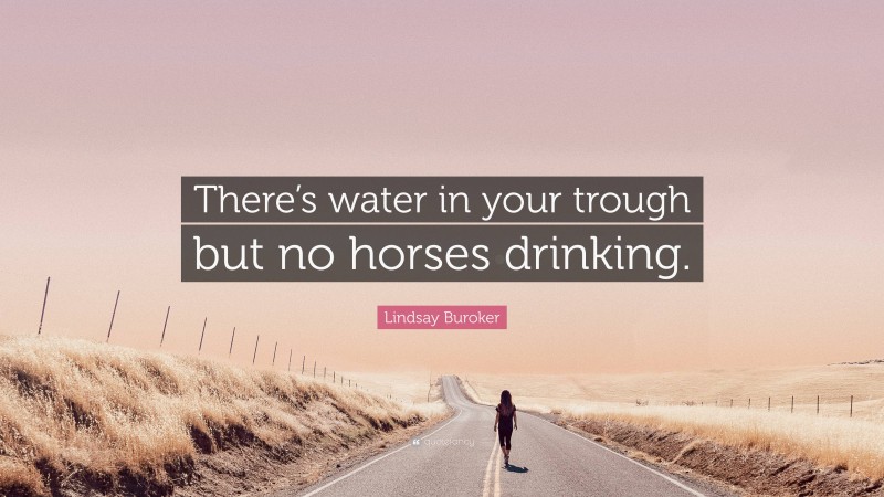 Lindsay Buroker Quote: “There’s water in your trough but no horses drinking.”