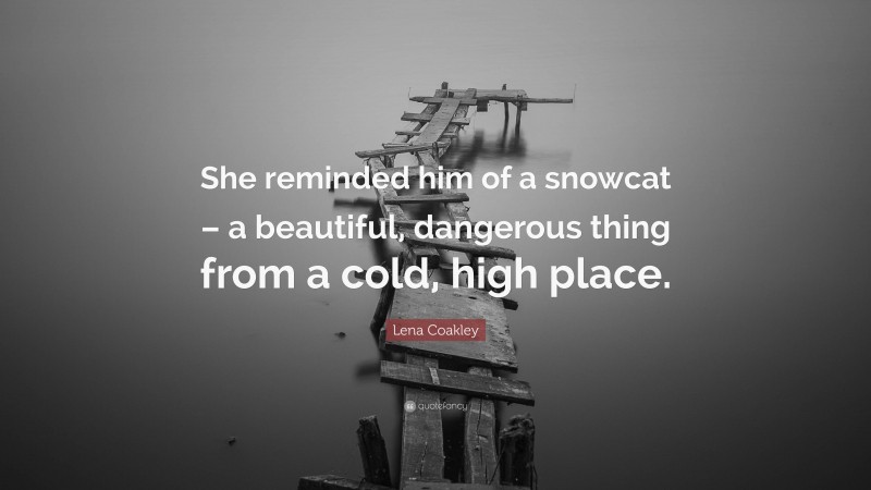 Lena Coakley Quote: “She reminded him of a snowcat – a beautiful, dangerous thing from a cold, high place.”