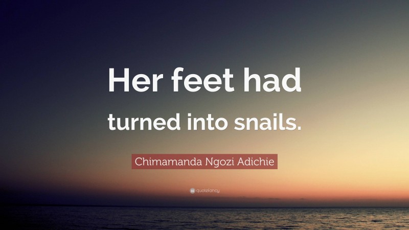 Chimamanda Ngozi Adichie Quote: “Her feet had turned into snails.”