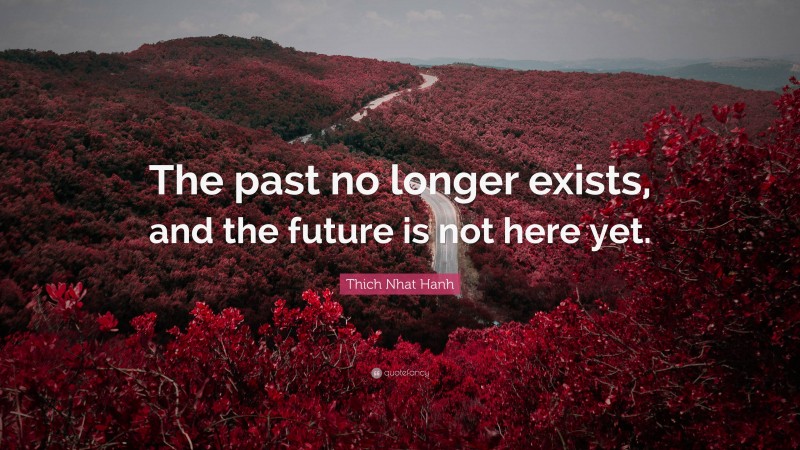 Thich Nhat Hanh Quote: “The past no longer exists, and the future is not here yet.”