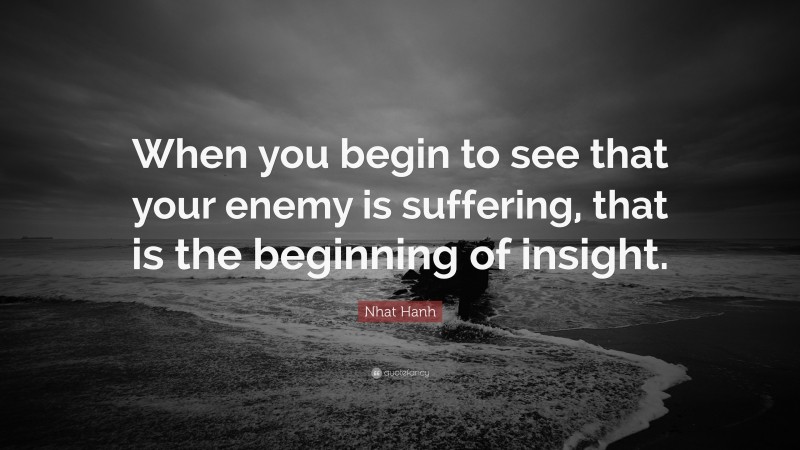 Nhat Hanh Quote: “When you begin to see that your enemy is suffering, that is the beginning of insight.”