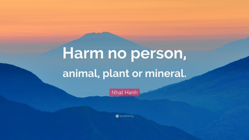 Nhat Hanh Quote: “Harm no person, animal, plant or mineral.”