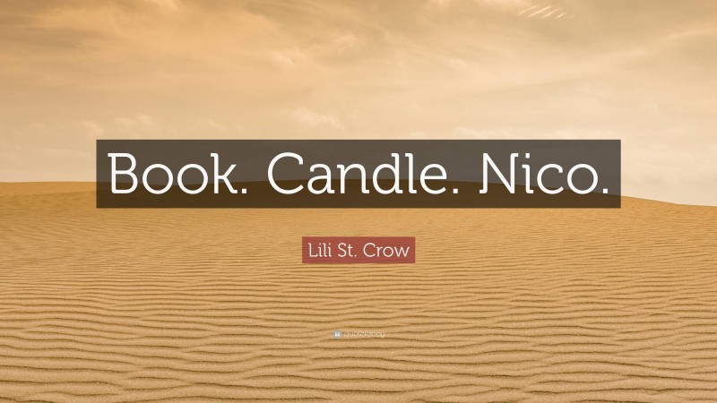 Lili St. Crow Quote: “Book. Candle. Nico.”