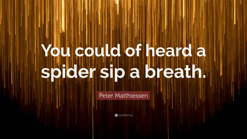 Peter Matthiessen Quote: “You could of heard a spider sip a breath.”