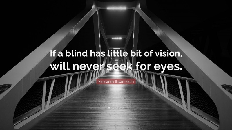 Kamaran Ihsan Salih Quote: “If a blind has little bit of vision, will never seek for eyes.”