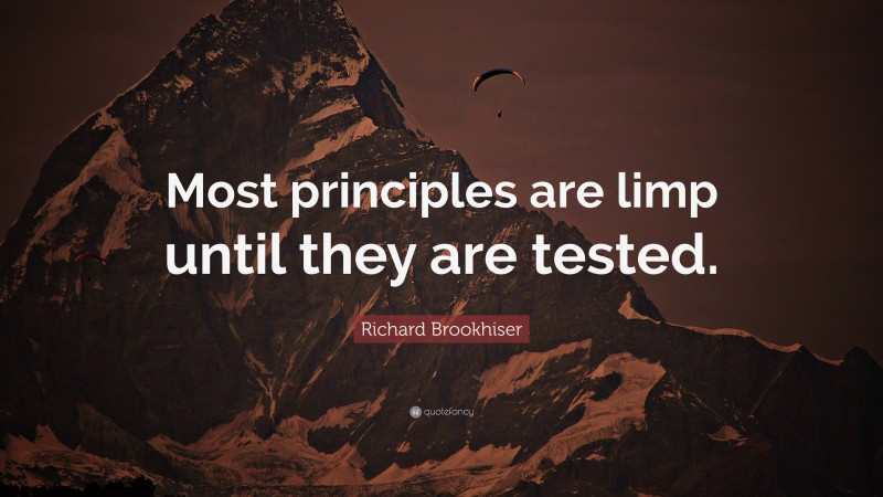 Richard Brookhiser Quote: “Most principles are limp until they are tested.”