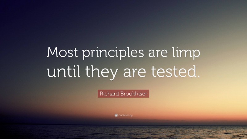 Richard Brookhiser Quote: “Most principles are limp until they are tested.”
