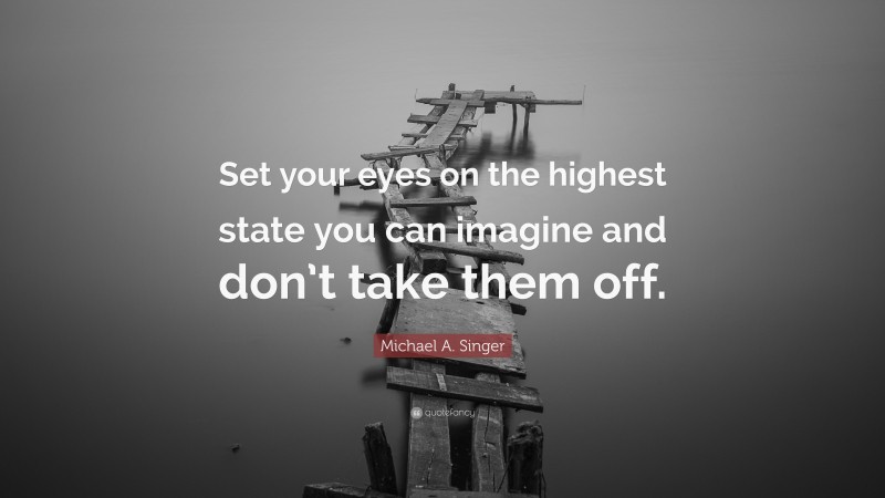 Michael A. Singer Quote: “Set your eyes on the highest state you can imagine and don’t take them off.”