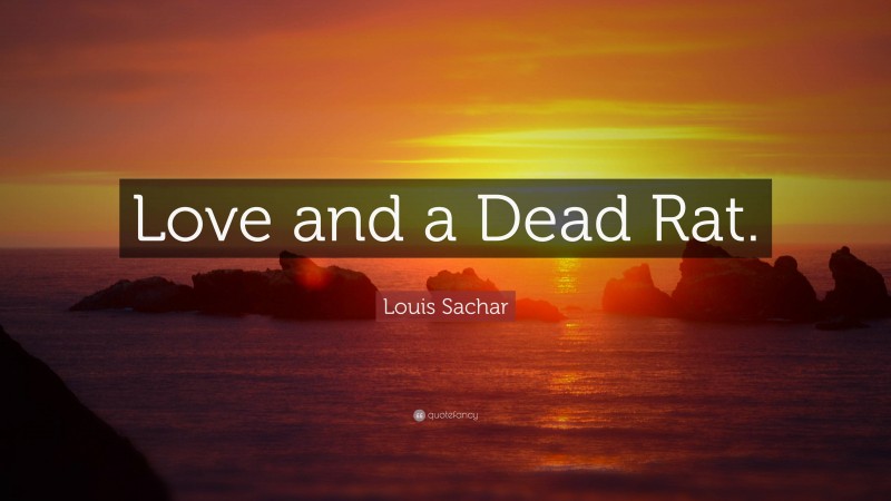 Louis Sachar Quote: “Love and a Dead Rat.”