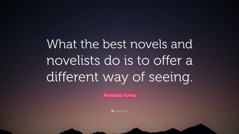 Aminatta Forna Quote: “What the best novels and novelists do is to offer a different way of seeing.”