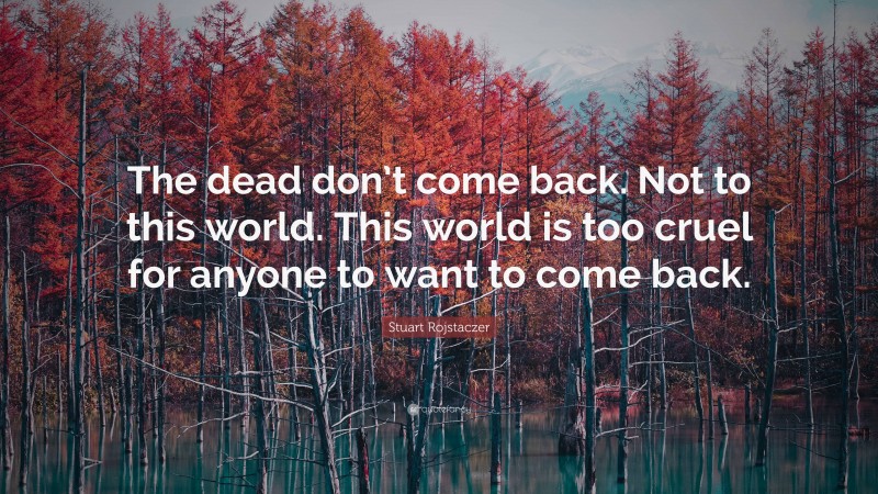 Stuart Rojstaczer Quote: “The dead don’t come back. Not to this world. This world is too cruel for anyone to want to come back.”