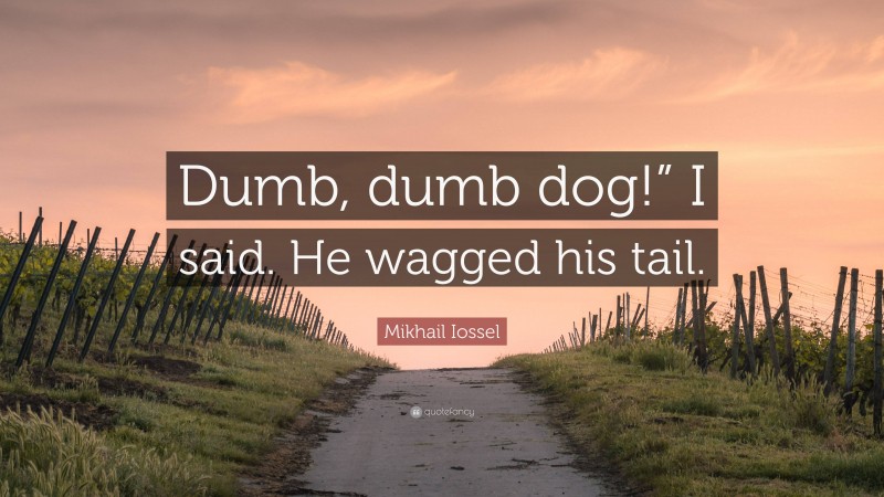 Mikhail Iossel Quote: “Dumb, dumb dog!” I said. He wagged his tail.”