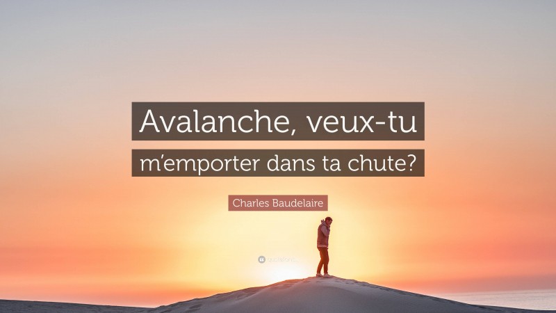 Charles Baudelaire Quote: “Avalanche, veux-tu m’emporter dans ta chute?”
