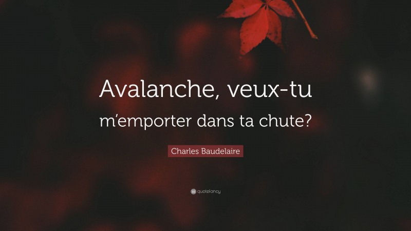 Charles Baudelaire Quote: “Avalanche, veux-tu m’emporter dans ta chute?”