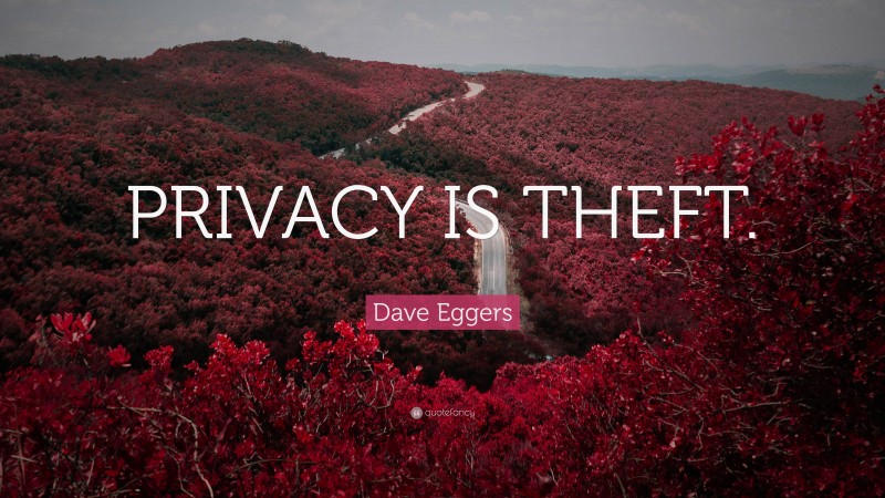 Dave Eggers Quote: “PRIVACY IS THEFT.”