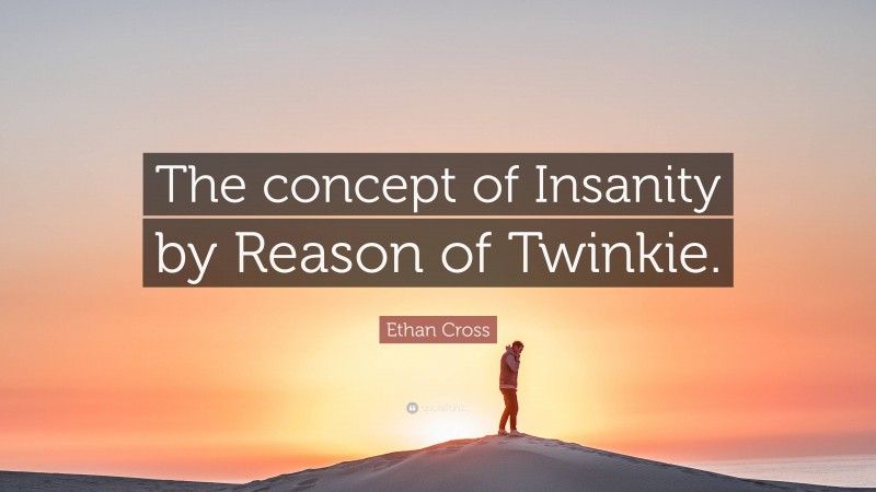 Ethan Cross Quote: “The concept of Insanity by Reason of Twinkie.”