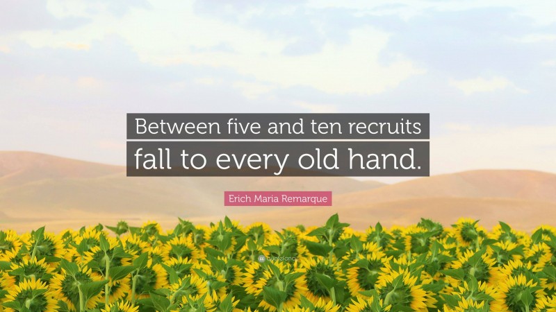 Erich Maria Remarque Quote: “Between five and ten recruits fall to every old hand.”