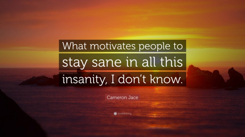 Cameron Jace Quote: “What motivates people to stay sane in all this insanity, I don’t know.”