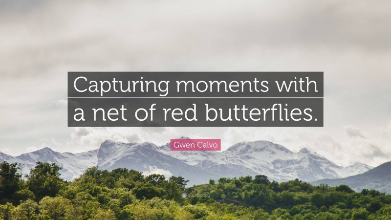 Gwen Calvo Quote: “Capturing moments with a net of red butterflies.”