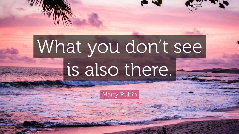 Marty Rubin Quote: “What you don’t see is also there.”