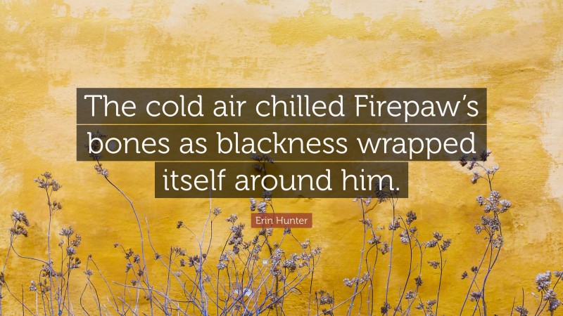 Erin Hunter Quote: “The cold air chilled Firepaw’s bones as blackness wrapped itself around him.”