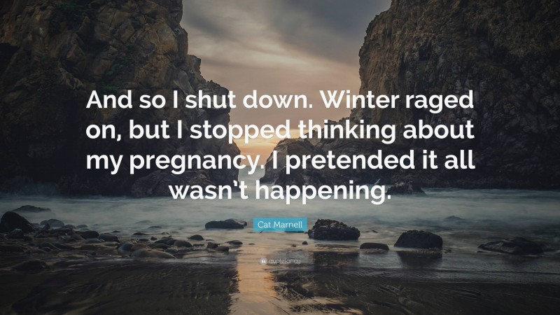 Cat Marnell Quote: “And so I shut down. Winter raged on, but I stopped thinking about my pregnancy. I pretended it all wasn’t happening.”