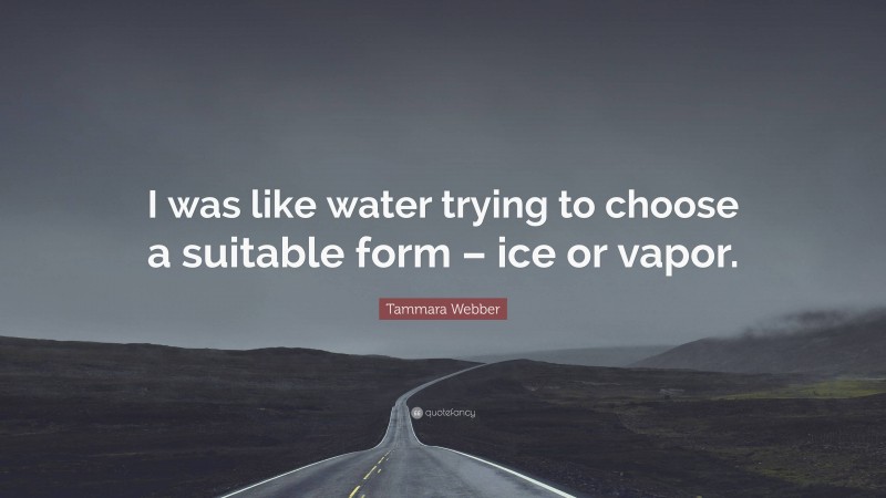 Tammara Webber Quote: “I was like water trying to choose a suitable form – ice or vapor.”