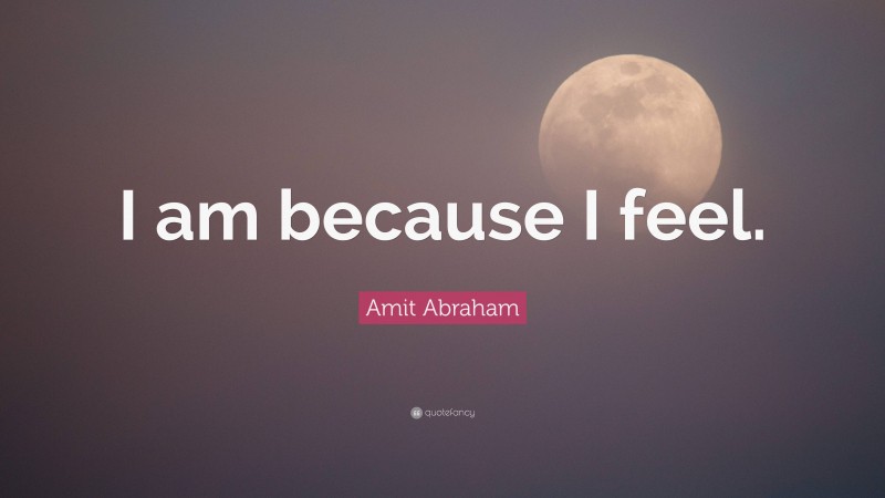 Amit Abraham Quote: “I am because I feel.”