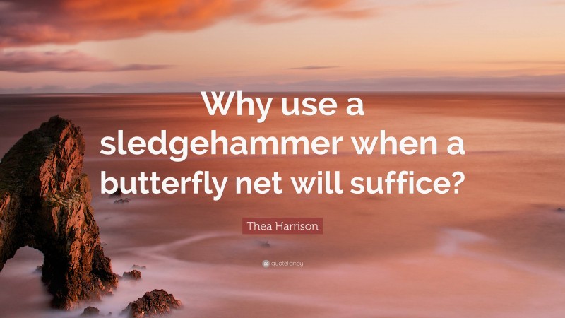 Thea Harrison Quote: “Why use a sledgehammer when a butterfly net will suffice?”