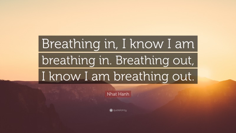 Nhat Hanh Quote: “Breathing in, I know I am breathing in. Breathing out, I know I am breathing out.”