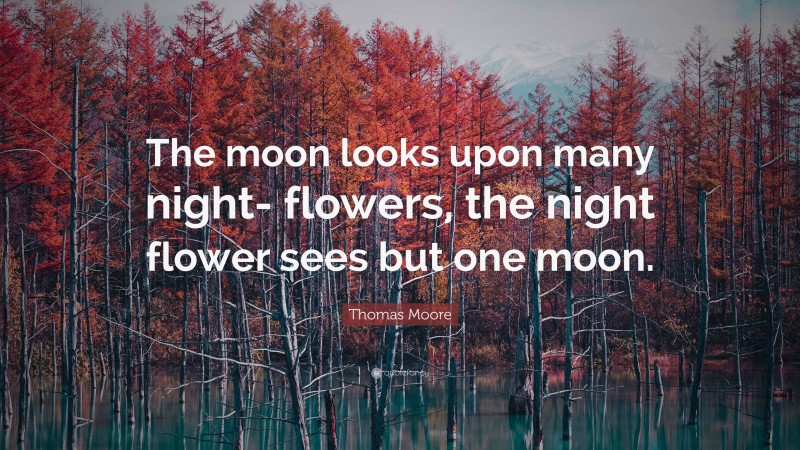 Thomas Moore Quote: “The moon looks upon many night- flowers, the night flower sees but one moon.”