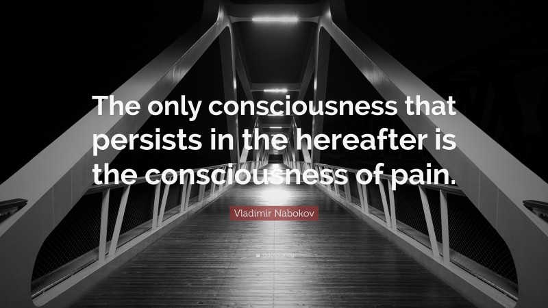 Vladimir Nabokov Quote: “The only consciousness that persists in the hereafter is the consciousness of pain.”