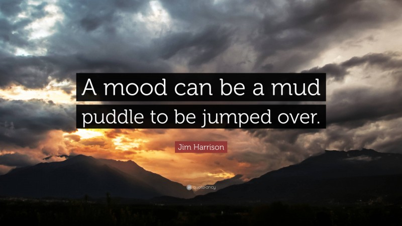 Jim Harrison Quote: “A mood can be a mud puddle to be jumped over.”