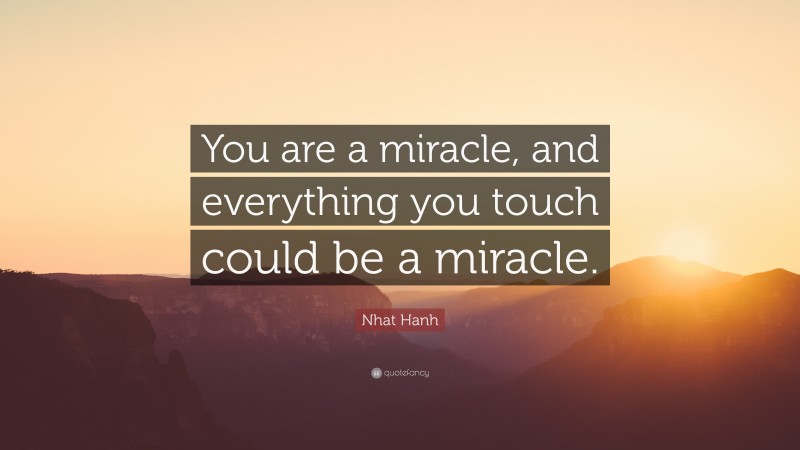 Nhat Hanh Quote: “You are a miracle, and everything you touch could be a miracle.”