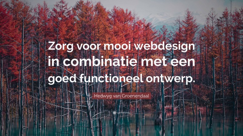 Hedwyg van Groenendaal Quote: “Zorg voor mooi webdesign in combinatie met een goed functioneel ontwerp.”