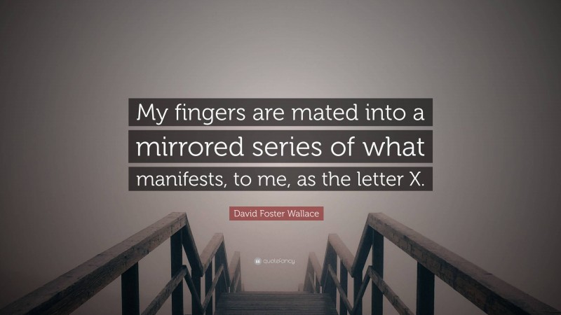 David Foster Wallace Quote: “My fingers are mated into a mirrored series of what manifests, to me, as the letter X.”