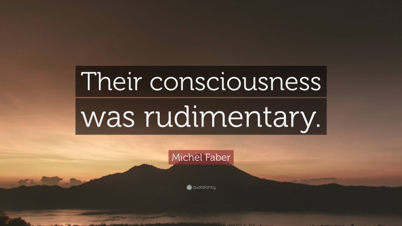 Michel Faber Quote: “Their consciousness was rudimentary.”