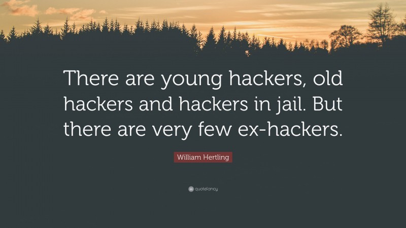 William Hertling Quote: “There are young hackers, old hackers and hackers in jail. But there are very few ex-hackers.”