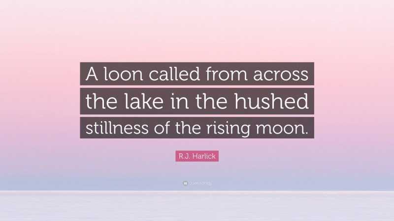 R.J. Harlick Quote: “A loon called from across the lake in the hushed stillness of the rising moon.”